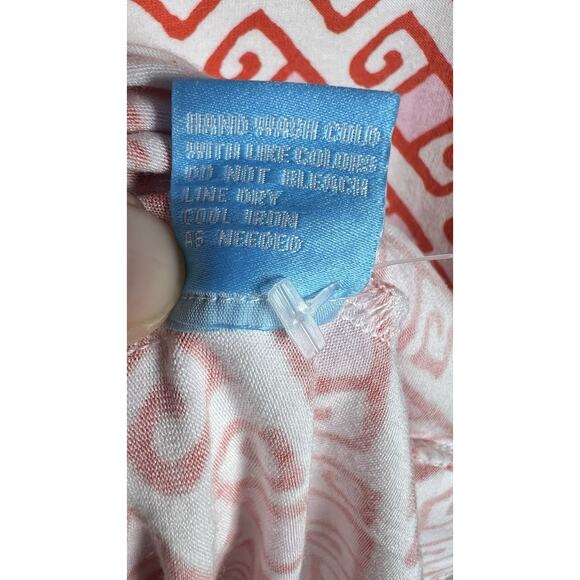 J McLaughlin Large Catalina Cloth Pink Geometric Swirl Collared 3/4 Sleeve Shirt - Picture 8 of 9